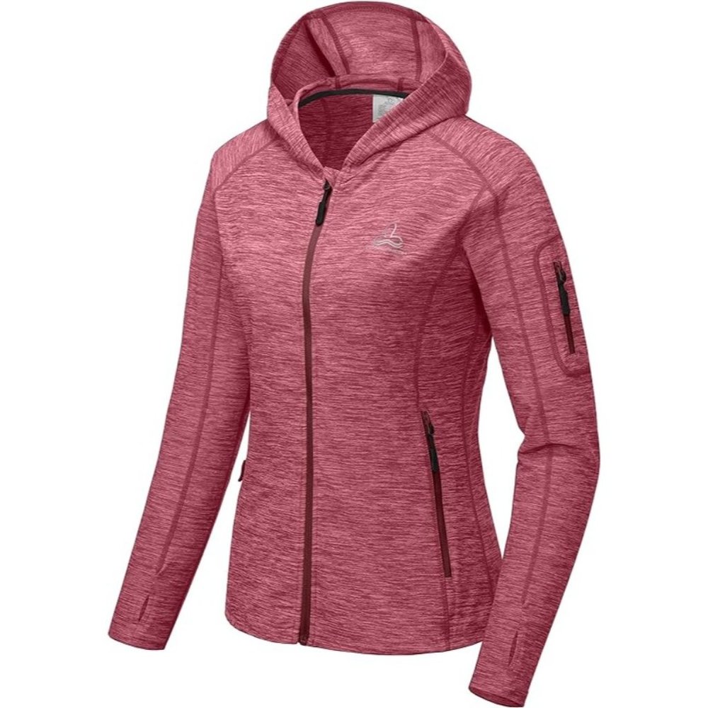 Must-Sell: Dasawamedh Women's Running Jacket - Full Zip, Thumb Holes - Tango Red